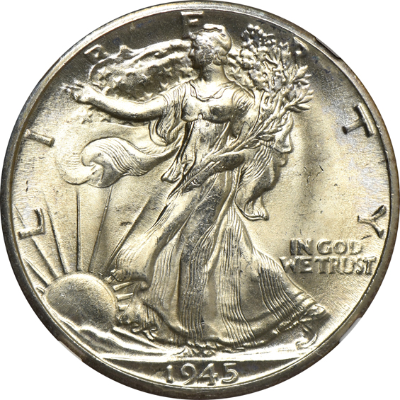 Two 1944-D, two 1945, and four 1945-D, all NGC MS-66 CAC
