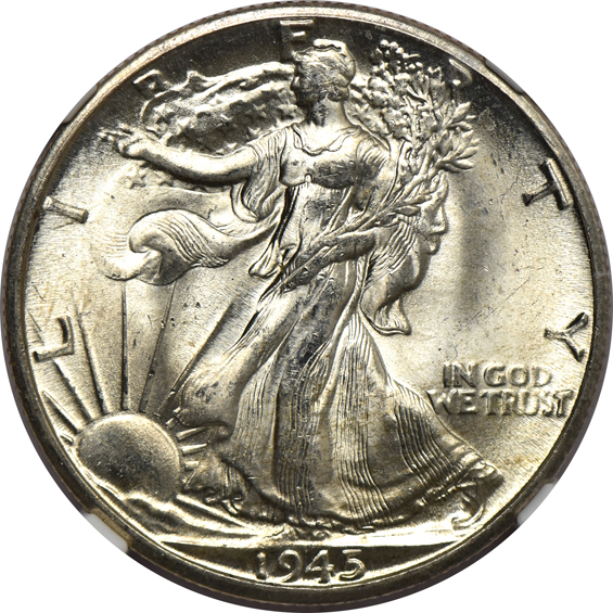 Two 1944-D, two 1945, and four 1945-D, all NGC MS-66 CAC