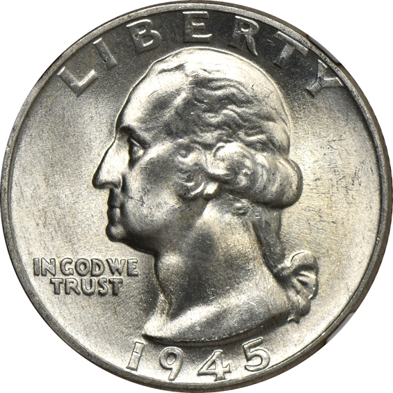 Eight Washington quarters certified MS-67 by NGC.