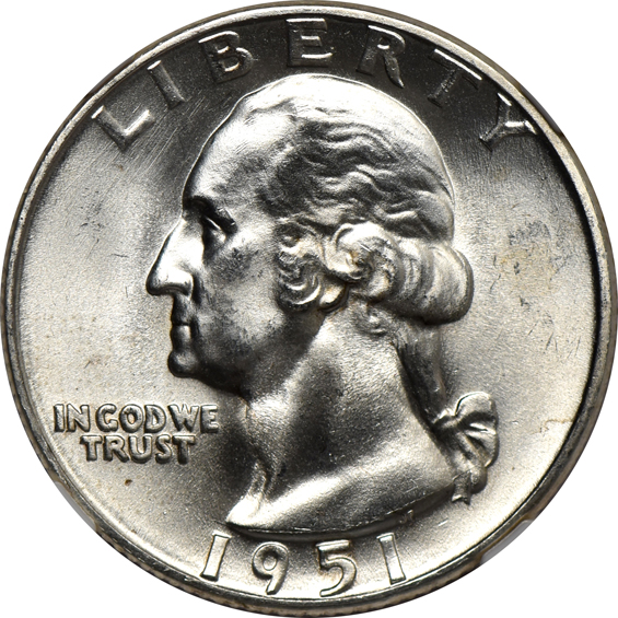 Eight Washington quarters certified MS-67 by NGC.