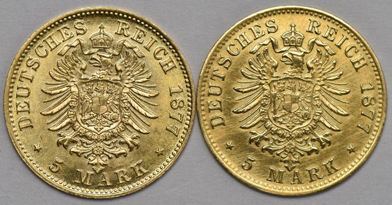 Germany - Six different 5 mark pieces, as described