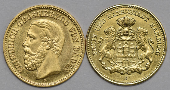 Germany - Six different 5 mark pieces, as described