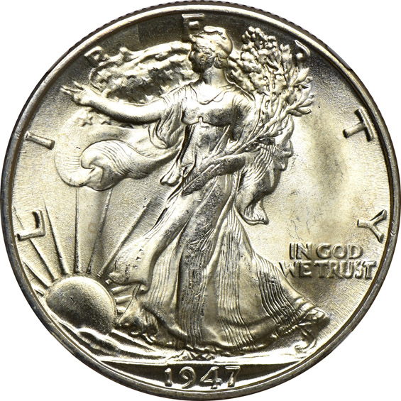Twenty Walking Liberty half-dollars certified MS-66 by NGC