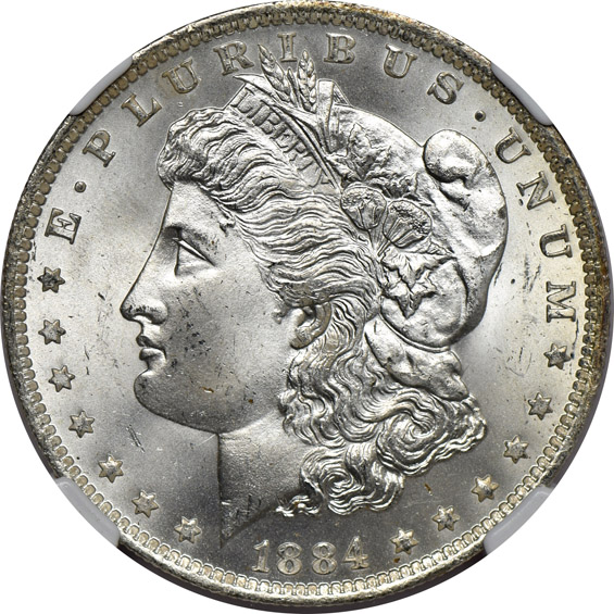 1884-O MS-66+ CAC, and a 1900 MS-66, both NGC