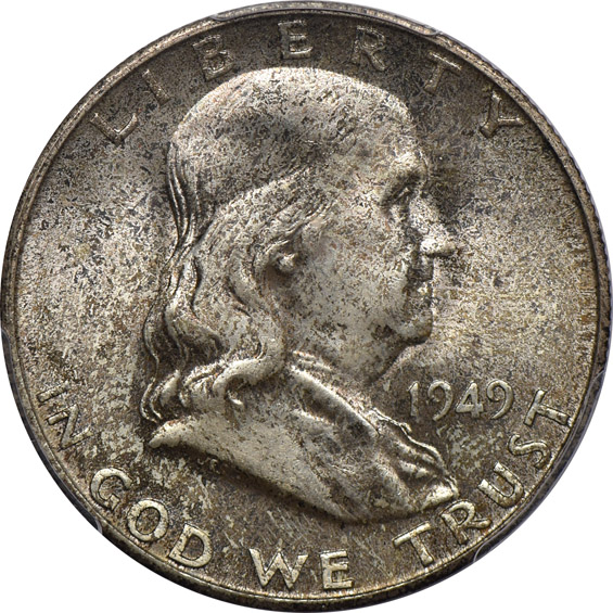 1913-S Ty. 2 Buffalo nickel F-15, and a 1949-S Franklin half-dollar MS-65FBL, both PCGS