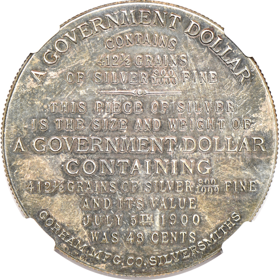 1896 S-6 HK-780 Bryan $ Gorham Manufacturing MS-62, and a 1900 S-12 HK-783 Bryan $ Reeded, Gorham UNC detail/scratched, both NGC