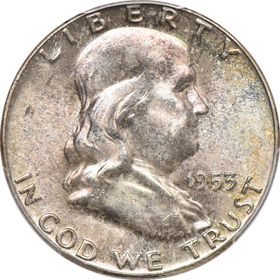 Thirty-five Franklin half-dollars certified by PCGS
