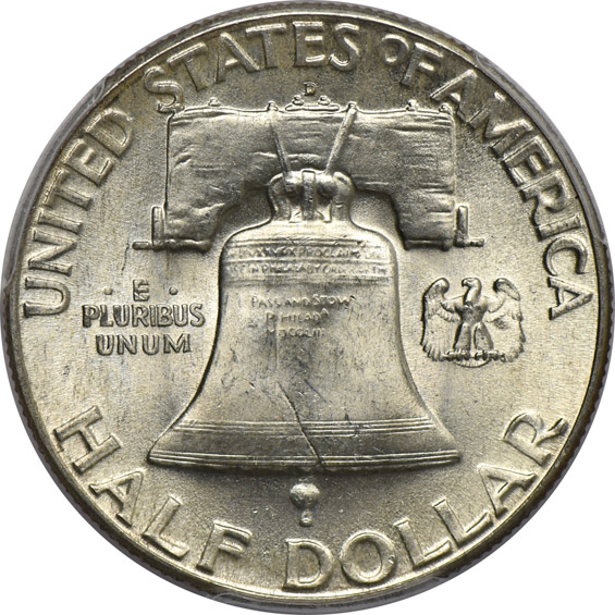 Three 1948-D, two 1952, and one 1954, all PCGS MS-65FBL CAC