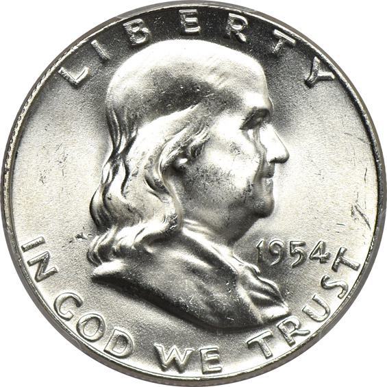 Three 1948-D, two 1952, and one 1954, all PCGS MS-65FBL CAC