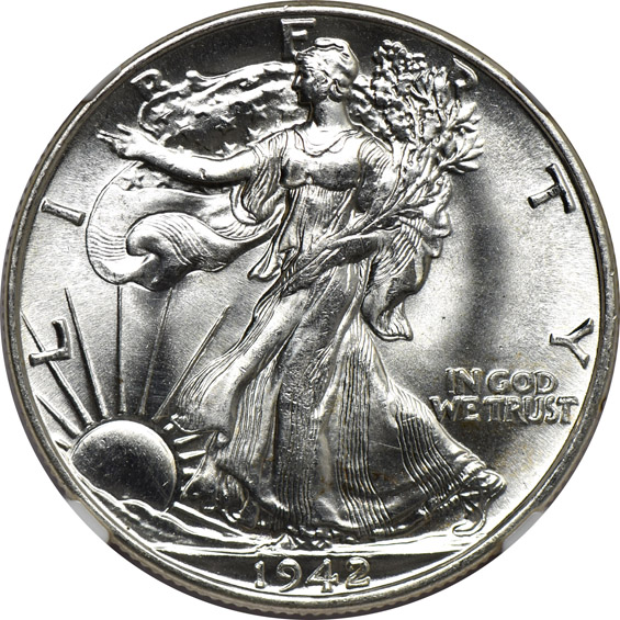 Eight 1942 and six 1945, all NGC MS-65