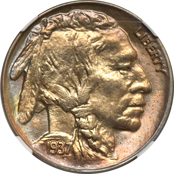 Six toned United States type coins certified by NGC
