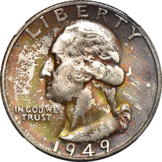 Six toned United States type coins certified by NGC