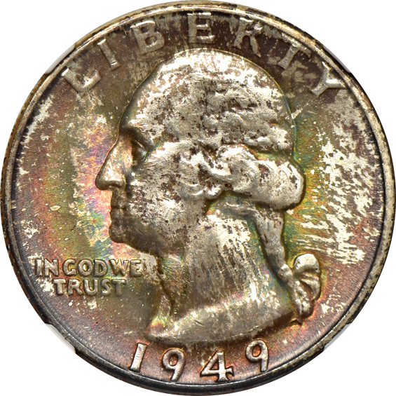 Six toned United States type coins certified by NGC