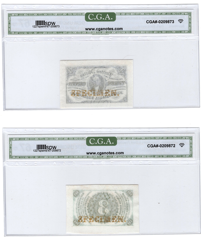 Two Third Issue - 3 Cents, dark background Fr# 1227spwmf - CGA GemCU-67