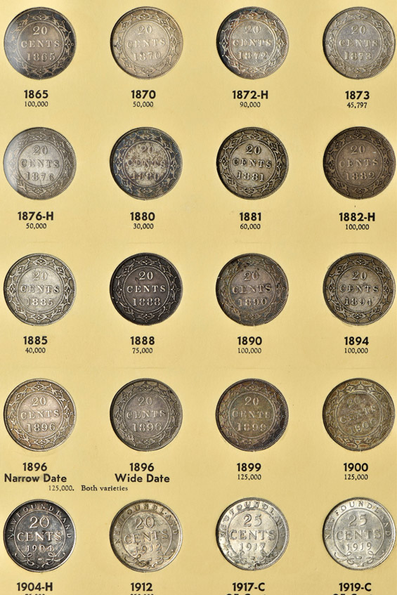 Canada - Complete collections of New Brunswick, Nova Scotia, Prince Edward Island and Newfoundland coins it two Library of Coins albums, vol. 68 and 69.