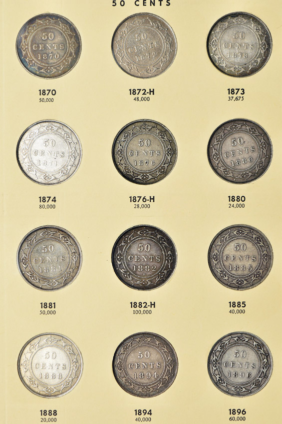 Canada - Complete collections of New Brunswick, Nova Scotia, Prince Edward Island and Newfoundland coins it two Library of Coins albums, vol. 68 and 69.