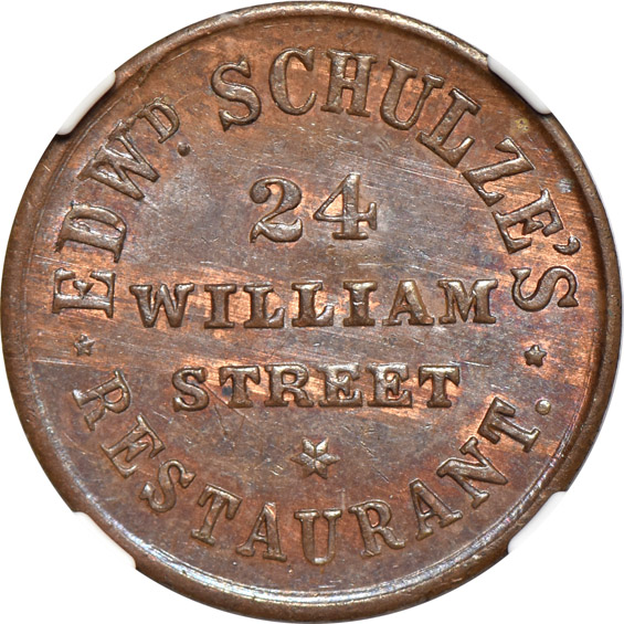 Four certified New York Civil War tokens