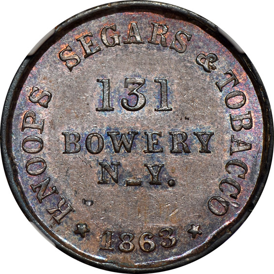 Four certified New York Civil War tokens