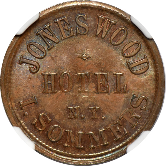 Four certified New York Civil War tokens