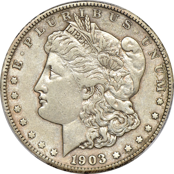 Six different collector year Morgan dollars certified by PCGS