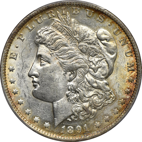 Six different Morgan dollars certified by PCGS
