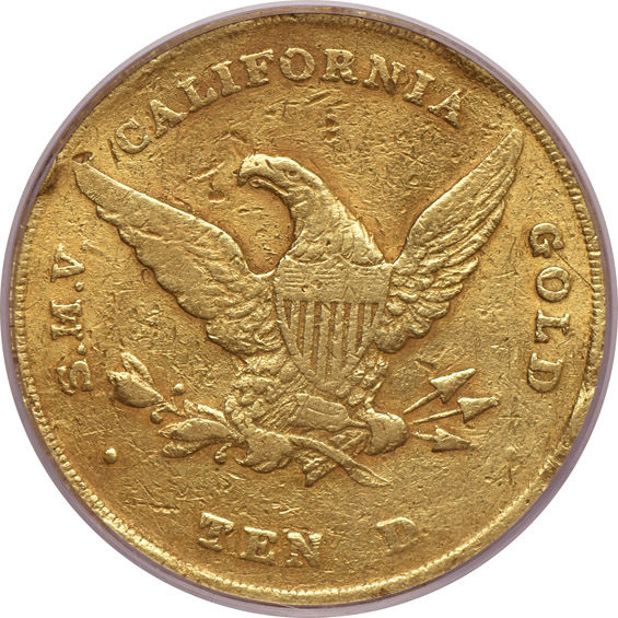 1852 $10 Wass Molitor, Large Head PCGS VF-30
