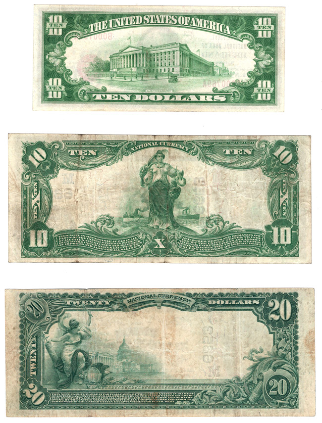 Three National Bank Notes issued through Highland, IL Charter #6653