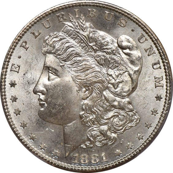 1881-S MS-66, and an 1882-CC MS-64, both PCGS