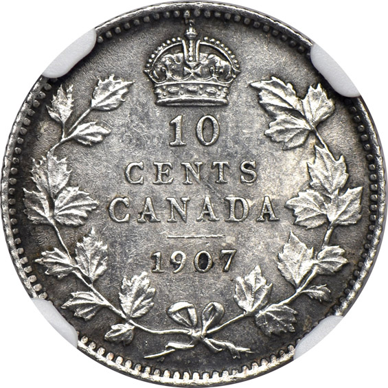 Multiple - 1848 Great Britain 1/2 crown VF-30, 1907 Canada 5 cents MS-64, and a 1907 Canada 10 cents MS-63, all NGC