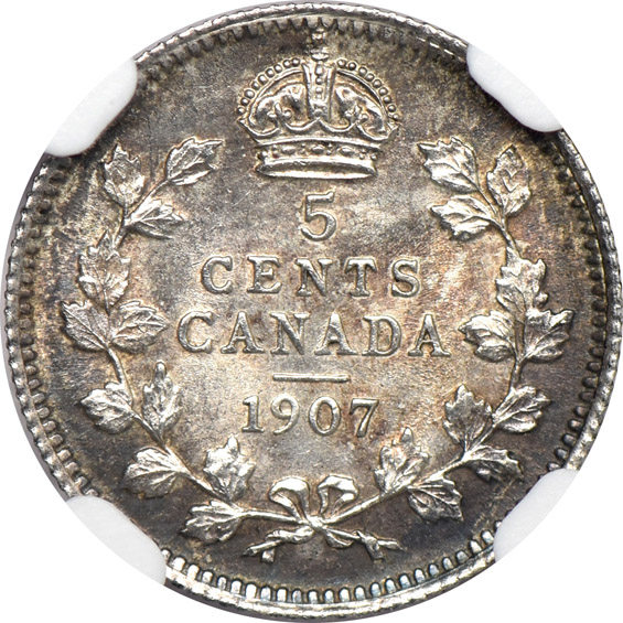 Multiple - 1848 Great Britain 1/2 crown VF-30, 1907 Canada 5 cents MS-64, and a 1907 Canada 10 cents MS-63, all NGC