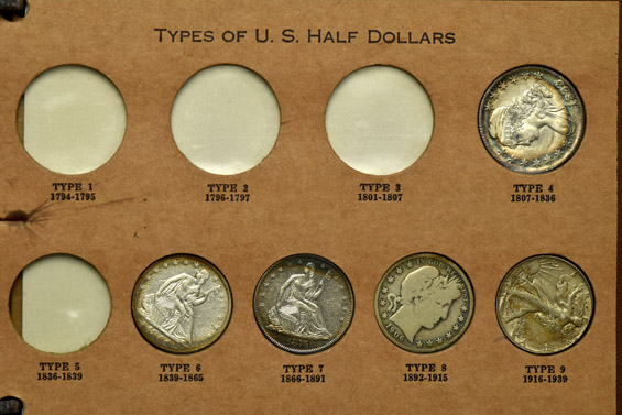 Collection of U.S. type coins in a Wayte Raymond album