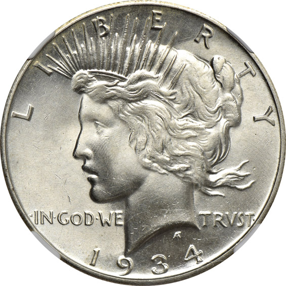 1895-O VF details/cleaned, plus a 1934 S Peace dollar AU details/whizzed, both NGC