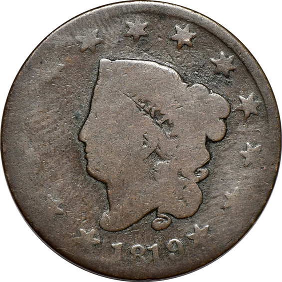 Collection of 44 large cents