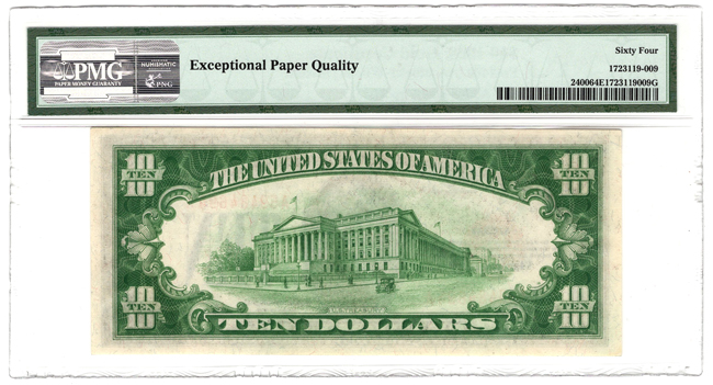 1928 $10 Fr# 2400 - PMG ChCU-64 EPQ