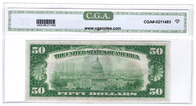 1928 $50 Fr# 2404 - CGA GemCU-66 Original Paper Quality