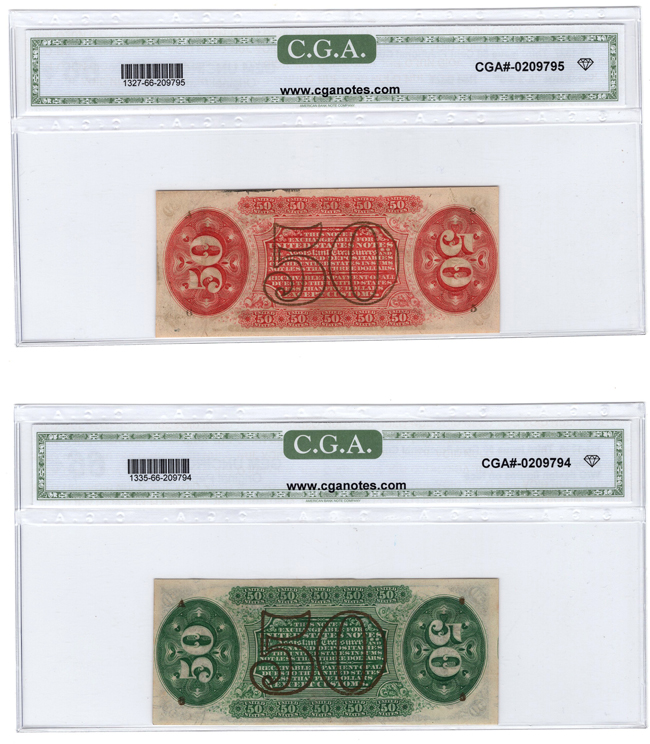 Two Third Issue - 50 Cents, both CGA GemCU-66 Original Paper Quality