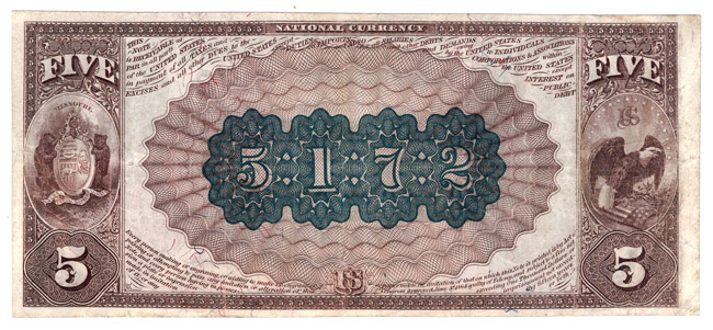 1882 $5 Brown Back - St. Louis, MO Charter #5172 - VF