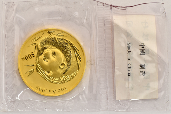 China - 2003 500 yuan 1oz gold Panda, sealed with ribbon