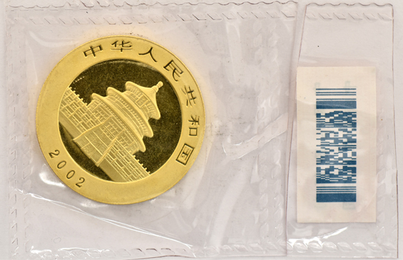 China - 2002 500 yuan 1oz gold Panda, sealed