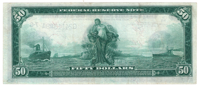 1914 $50 Chicago Blue Seal Fr# 1050 - VF