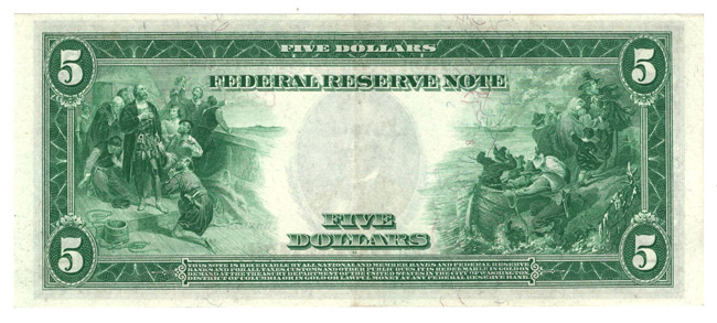1914 $5 Philadelphia Red Seal Fr# 834a - AU