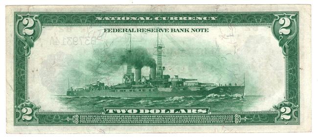 1918 $2 New York Battleship Fr# 750 - XF