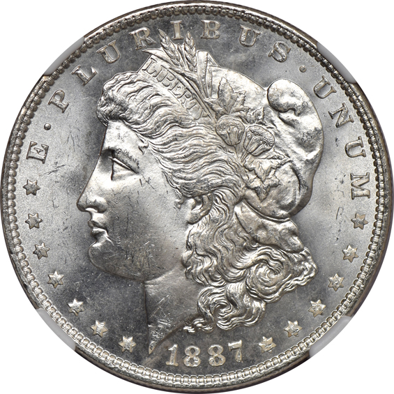 1881-S PCGS MS-65 CAC, 1881-S NGC MS-66, and an 1887 NGC MS-66