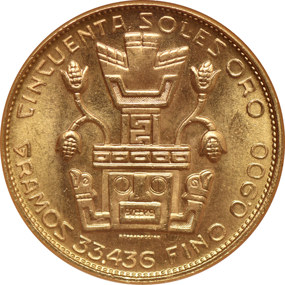 Peru - 1967 gold 50 soles - NGC MS-65