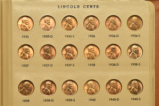 Complete collection of Lincoln cents, including proof-only issues, through 2007-S, in a Dansco 8100 album