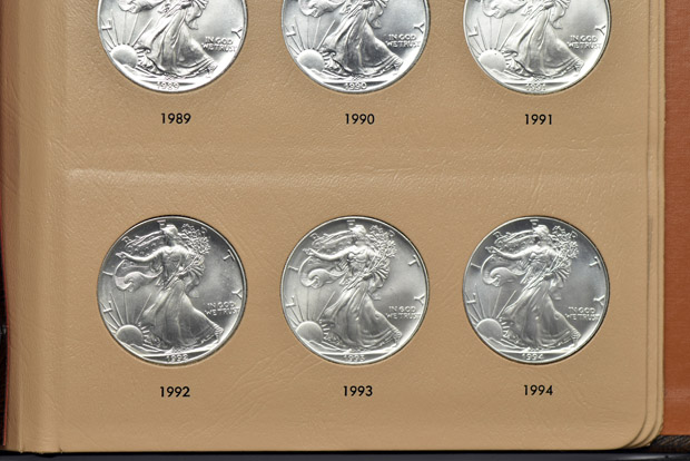 Complete collection of BU American Silver Eagles