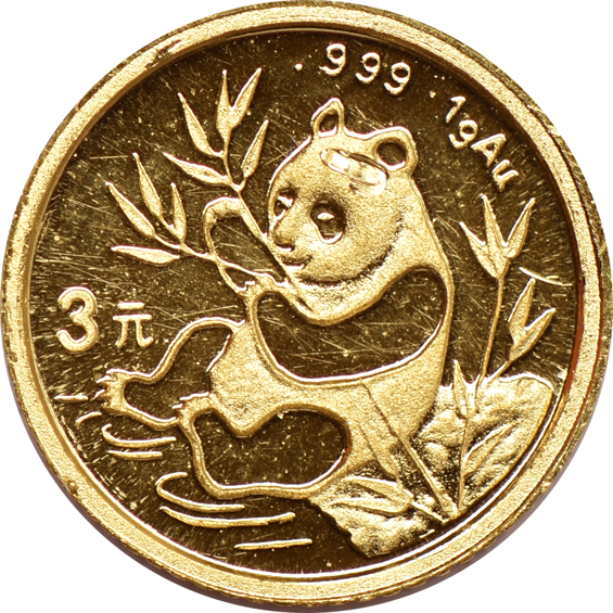 China - 1984 1/20oz sealed gold panda, 1991 1g gold panda, and a 1999 1/10oz sealed gold panda with ribbon 