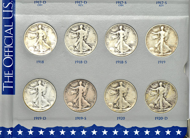 Complete collection of Walking Liberty half-dollars in a U.S. Mint album