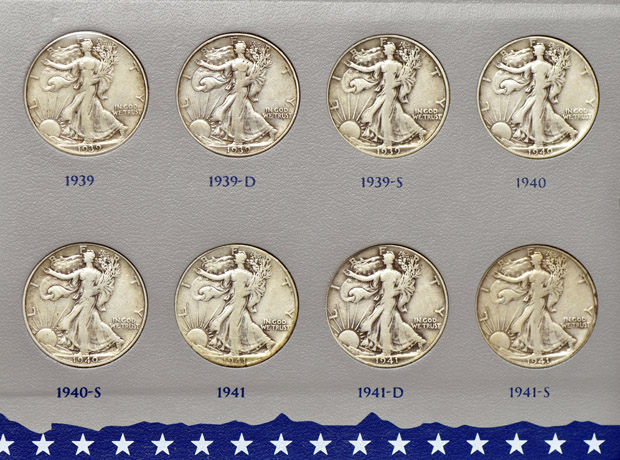 Complete collection of Walking Liberty half-dollars in a U.S. Mint album