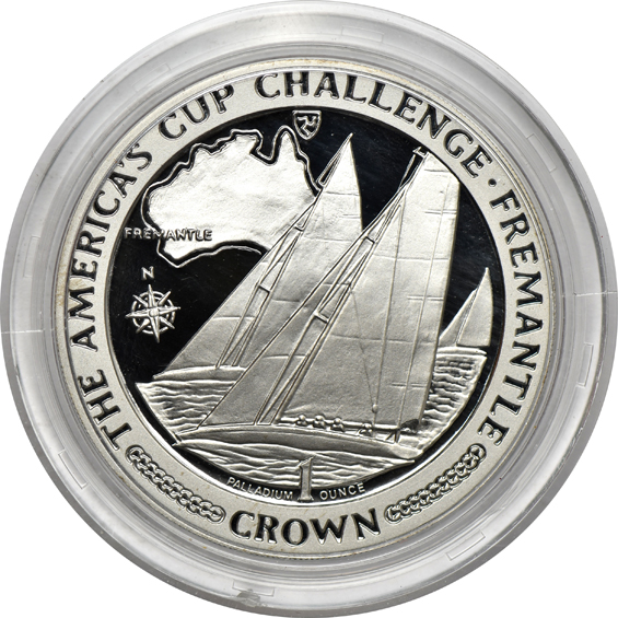 Multiple - 1987 1oz Palladium Isle of Man America's Cup Challenge proof, and a 2011 1oz Palladium Tristan Da Cunha 100 pounds PCGS PRDCAM